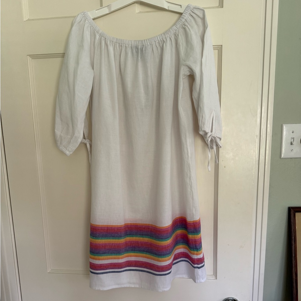 J. Crew white Off-the-Shoulder Sundress with Bishop Sleeves